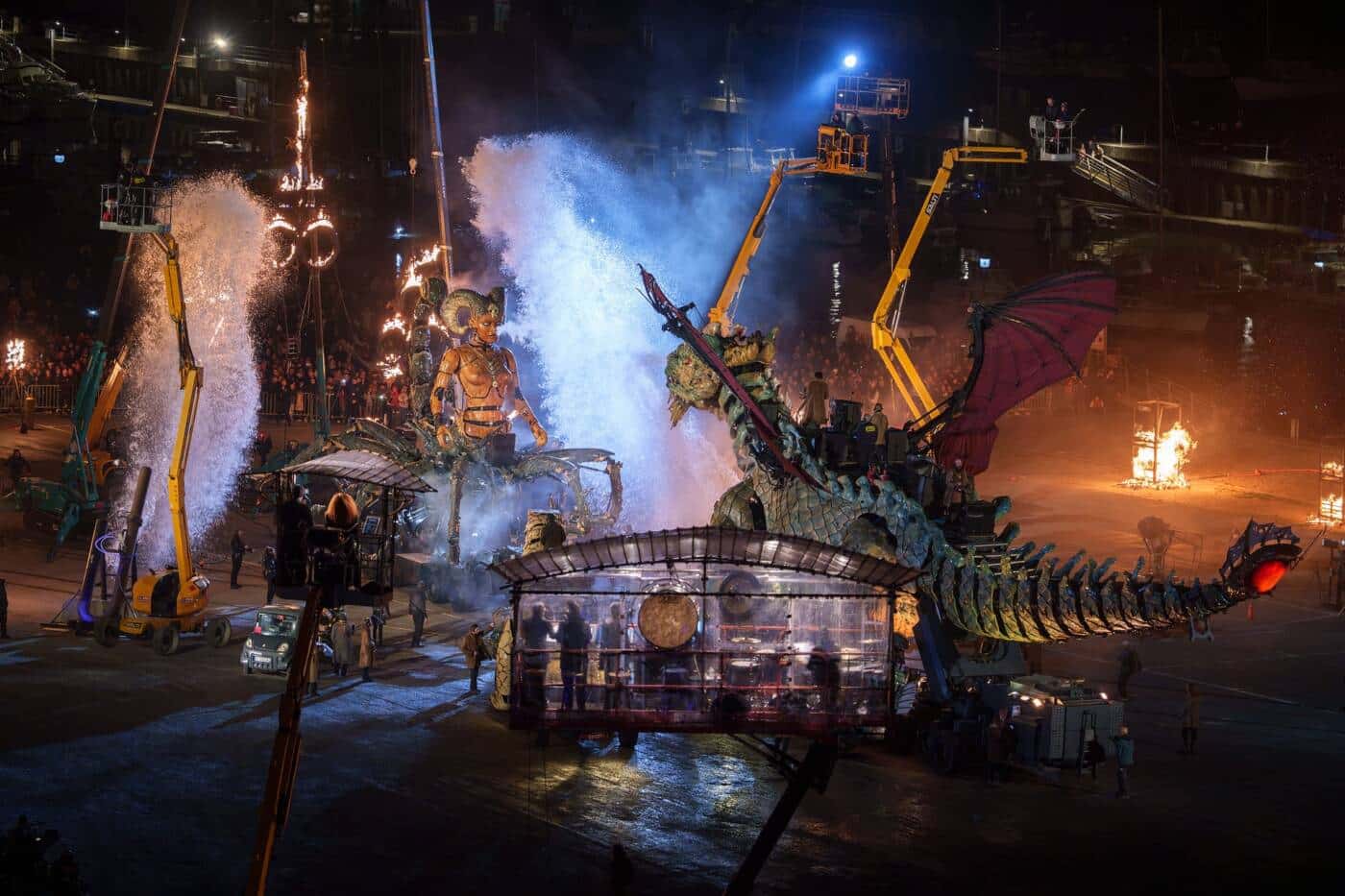 L'affrontement entre le dragon, le varan et Lilith le 9 novembre 2025 au Bassin Ouest.