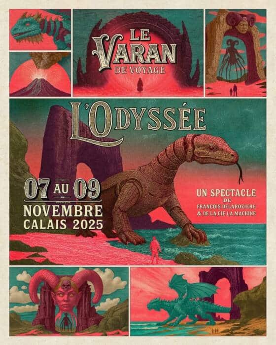L'affiche du spectacle inaugural de l'arrivée du varan de Voyage par Stéphan Muntaner