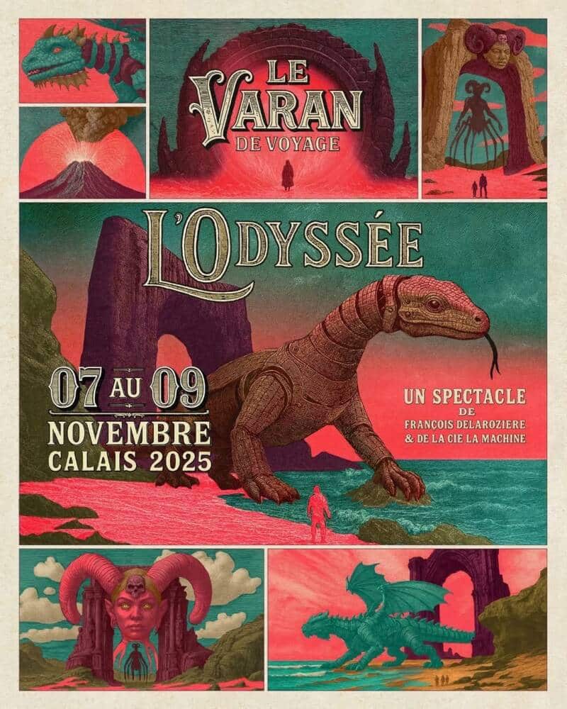 L'affiche du spectacle inaugural de l'arrivée du varan de Voyage par Stéphan Muntaner